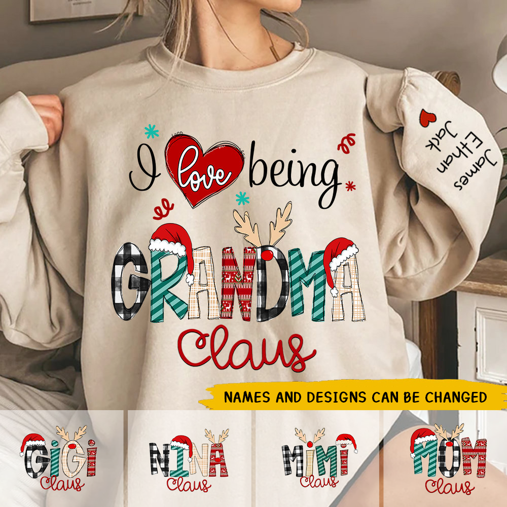 Personalized Christmas-I Love Being Called Grandma/Mom Sweatshirt