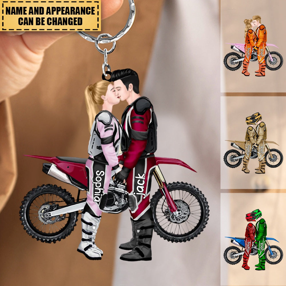 Ride Together - Stay Together, Personalized Motorcross Couple Keychain