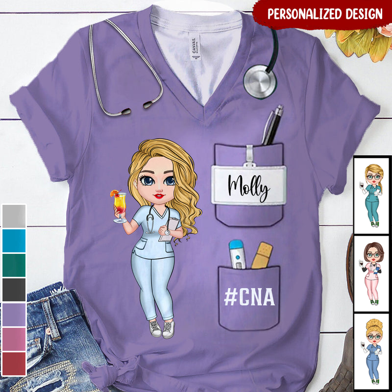 Nurse Life Pretty Doll Nurse Personalized V-neck 3D T-shirt - Gift For Nurse