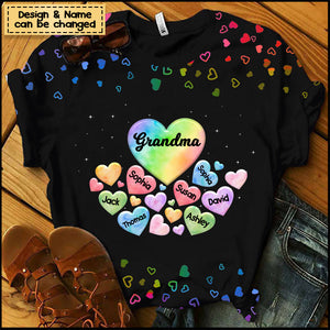 Grandma Mom Hearts In Heart Personalized 3D Shirt