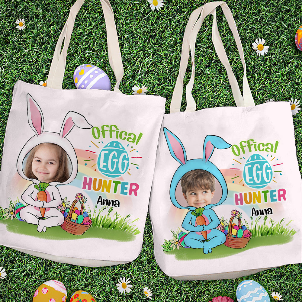 Personalized Easter Custom Face Kid Tote Bag, Gift For Grandchild Mom Grandma