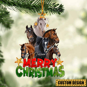 A Whole Lots Of Horses Christmas Tree, Personalized Acrylic Christmas Ornament