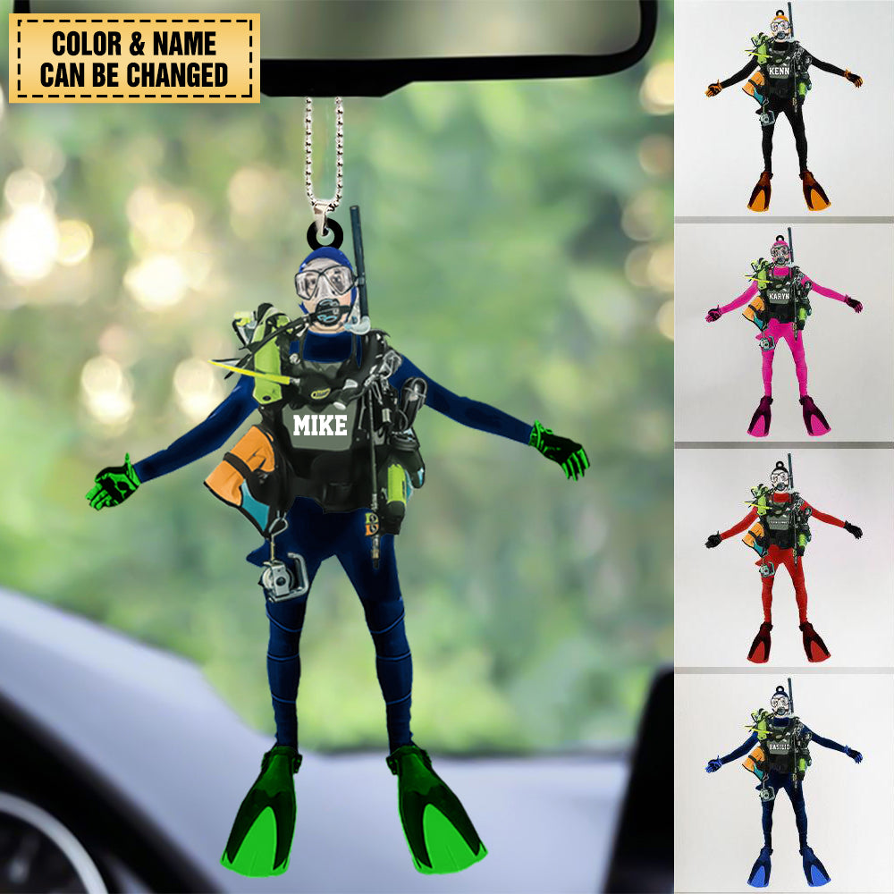 Custom Personalized Diver Acrylic Car Hanging Ornament, Gift For Diving Lovers