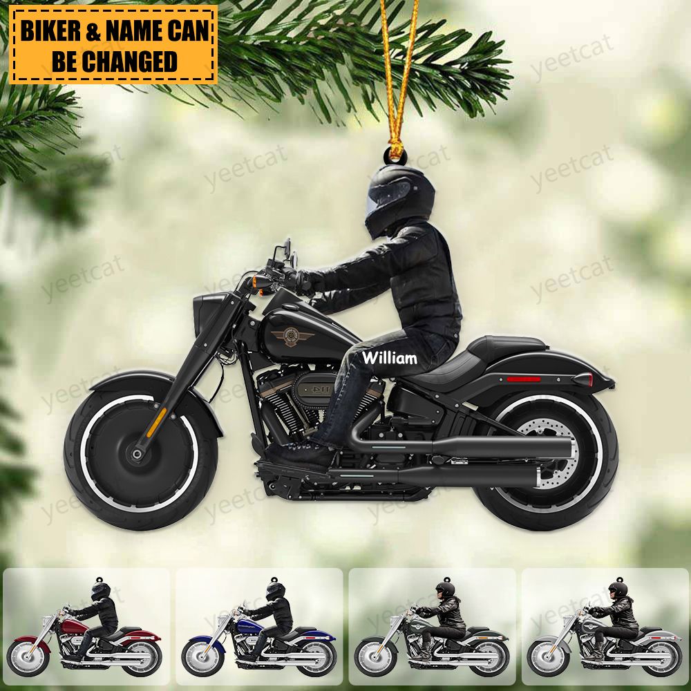 Personalized Fat Boy Acrylic Ornament, Christmas Tree Decor For Motorcycle Biker