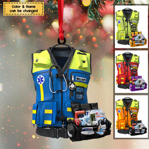 Gift For Paramedic, Emt Paramedic Safety Vest Personalized Flat Acrylic Christmas / Car Hanging Ornament