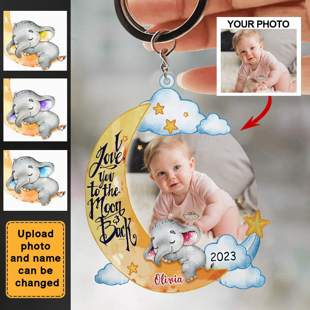 Personalized First Mother's Day Elephant Photo Acrylic Keychain