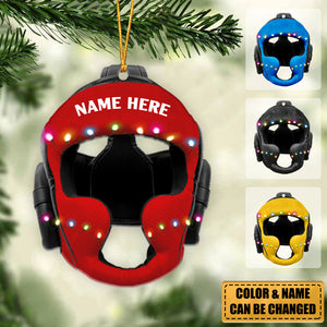 Wrestling Helmet Personalized Christmas Ornament