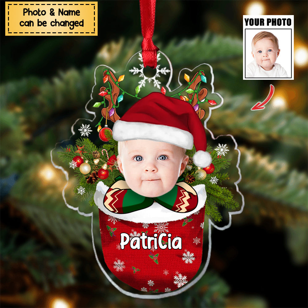 Kids/Grandkids In Snow Pocket Personalized Christmas Acrylic Ornament
