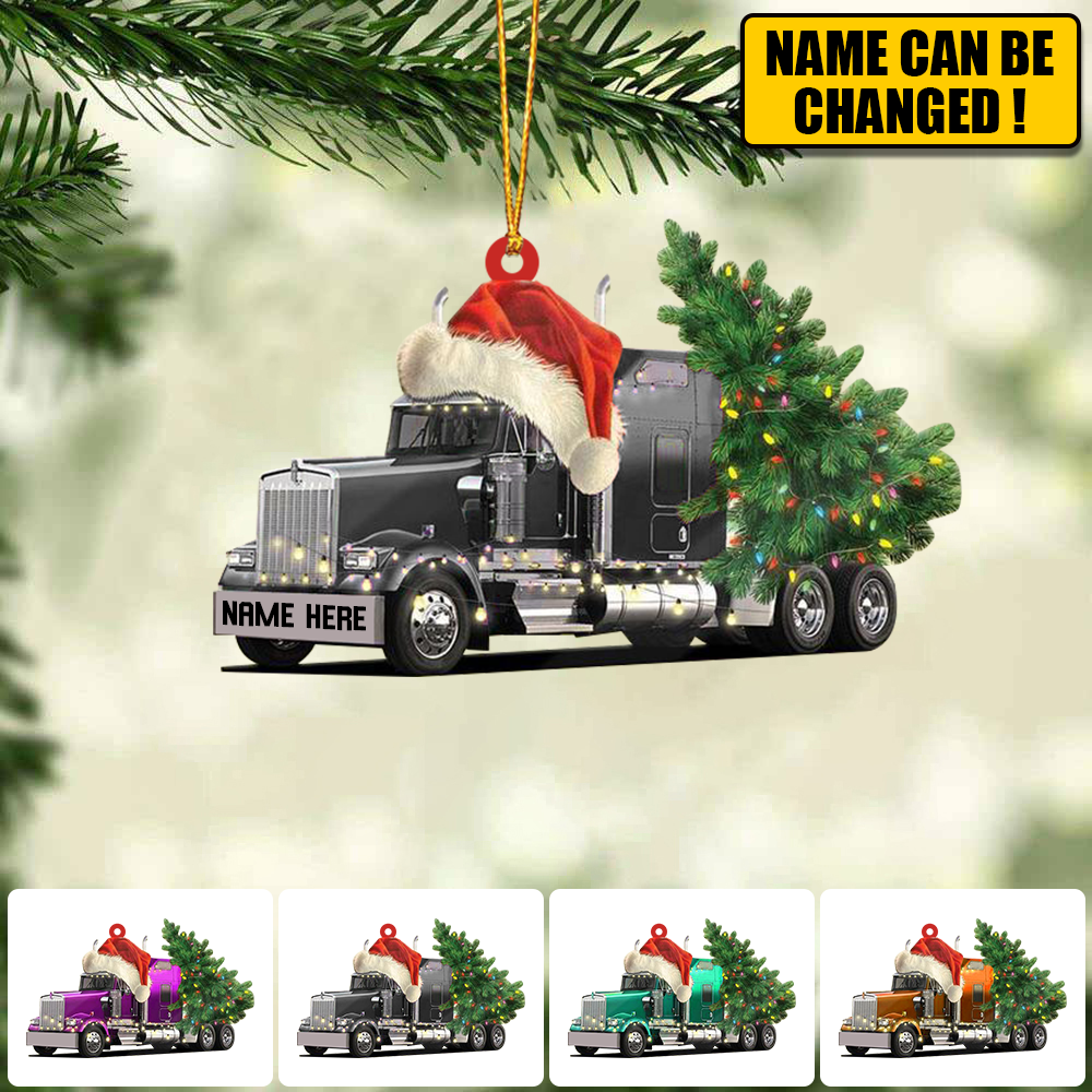 Personalized Truck Merry Tree Christmas Ornament