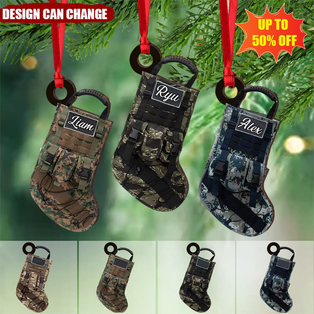 Christmas Military Themed Holiday Stockings Personalized Ornament