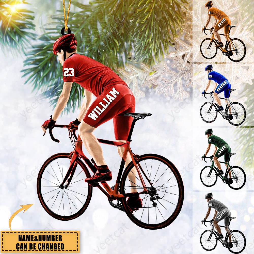 Personalized Female Cyclist / Bike Riding Acrylic Christmas Ornament - 2, Gift For Cyclists