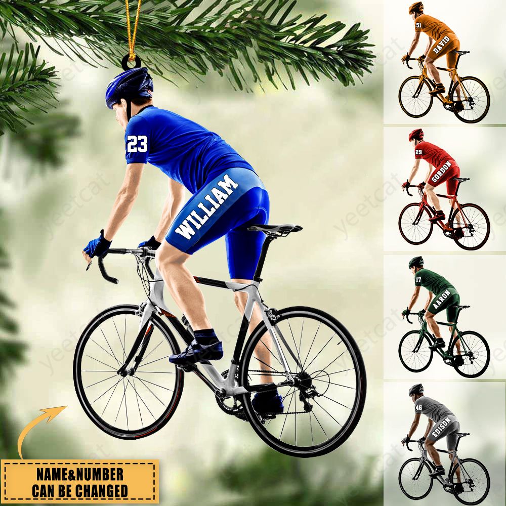 Personalized Male Cyclist / Bike Riding Acrylic Ornament, Gift For Cyclists