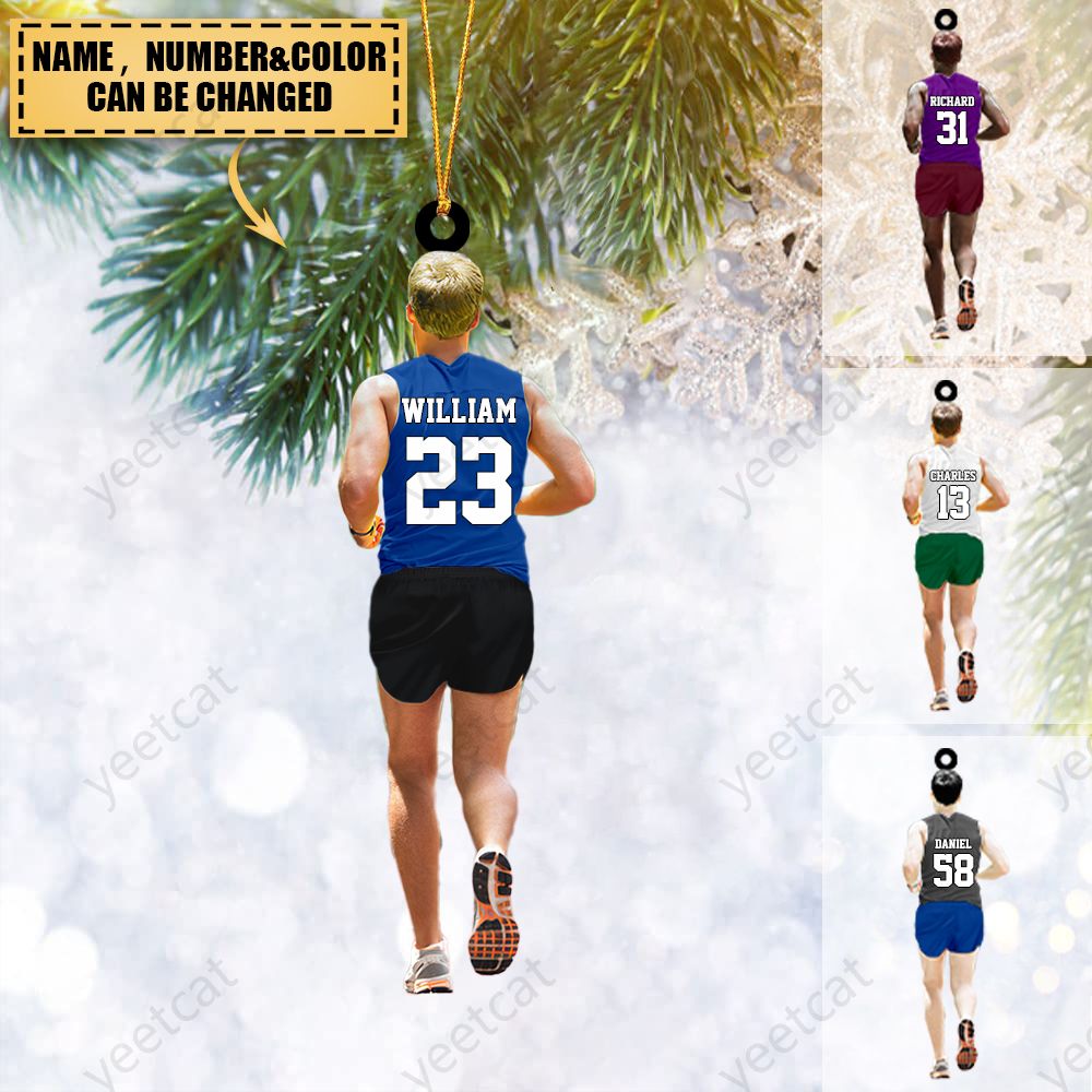 Personalized Marathon/running man/runner/jogging/track Christmas Ornament