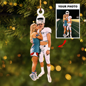 Personalized American Football Player Upload Photo Christmas Ornament