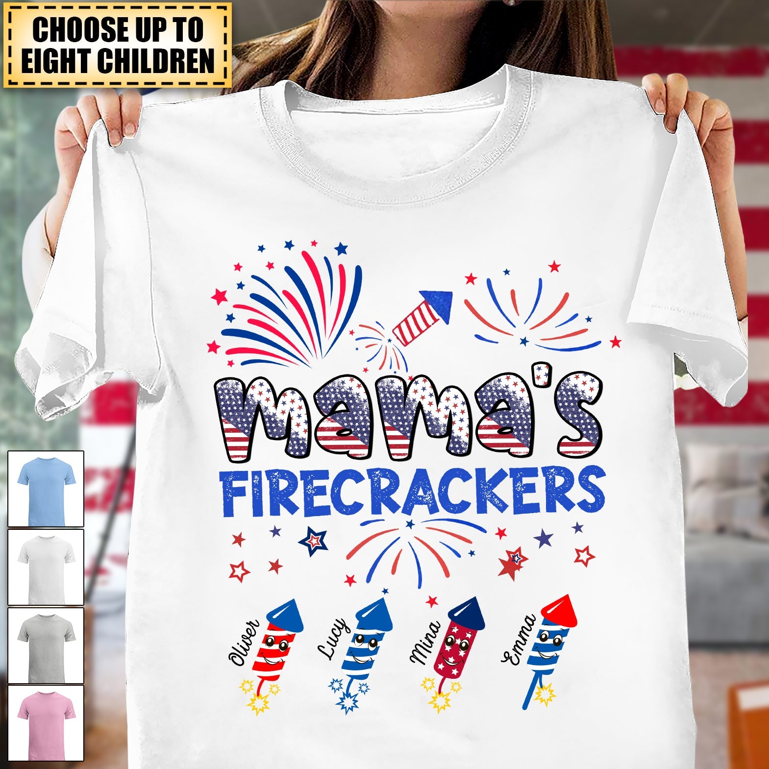Colorful Firecrackers Grandma Personalized Shirt-US Independence Day Gift