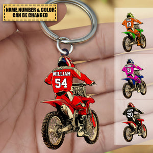 Custom Personalized Motocross Racer Acrylic Keychain