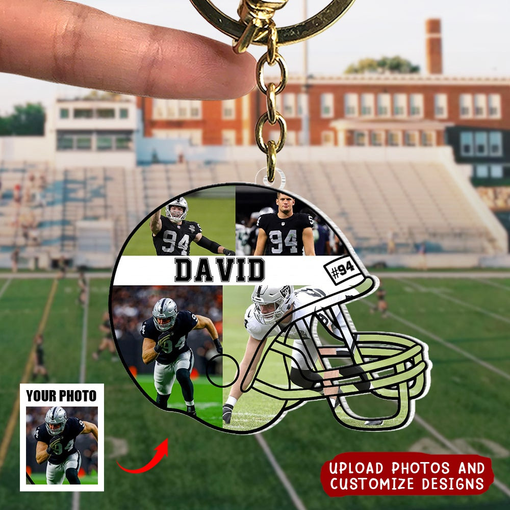 Custom Football Photo Keychain, Photo Keychain, Football Gift