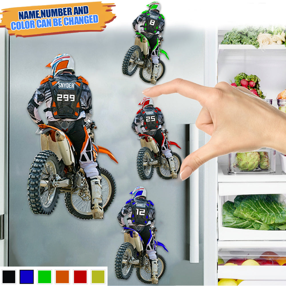 Personalized Motocross Racer Fridge Magnet - Gift For Motocross Lovers