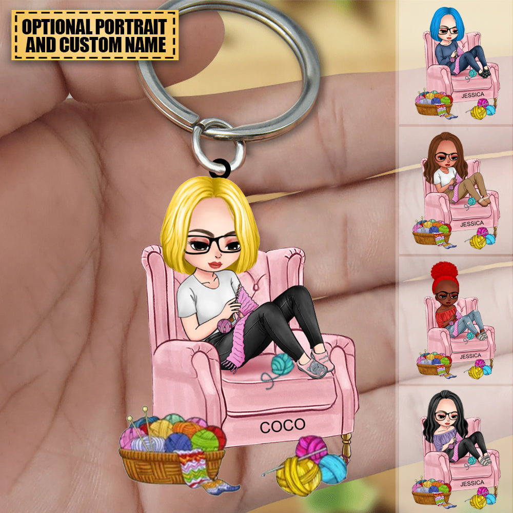 Crochet Knowledge, Crochet Girls Don't Unravel - Personalized  Keychain, Crochet  Keychain - Funny Gift For Crochet Lovers