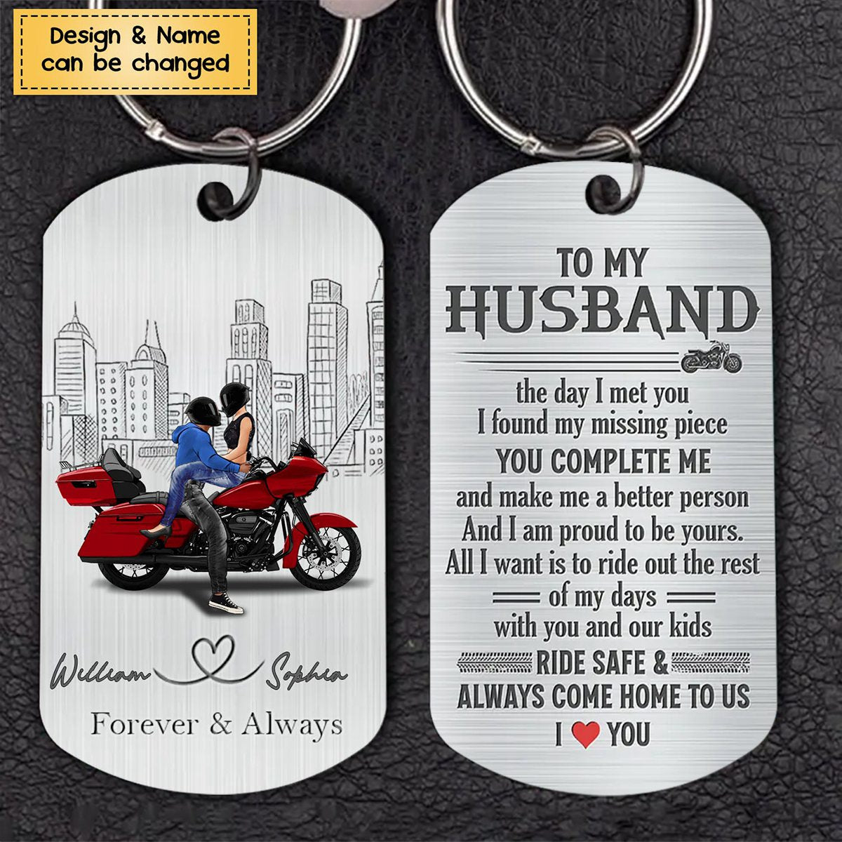 Personalized Biker Husband Keychain- Gift Idea For Husband