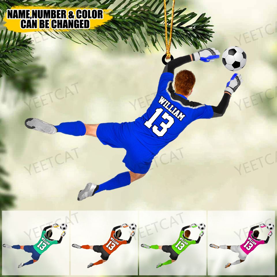 Custom Personalized Male/Boys/Man Soccer Goalie / Goalkeeper Christmas Ornament