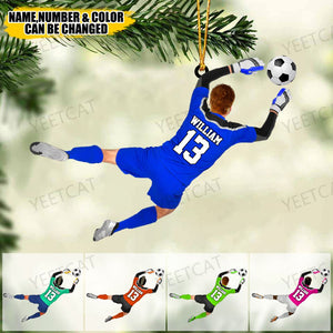 Custom Personalized Male/Boys/Man Soccer Goalie / Goalkeeper Christmas Ornament