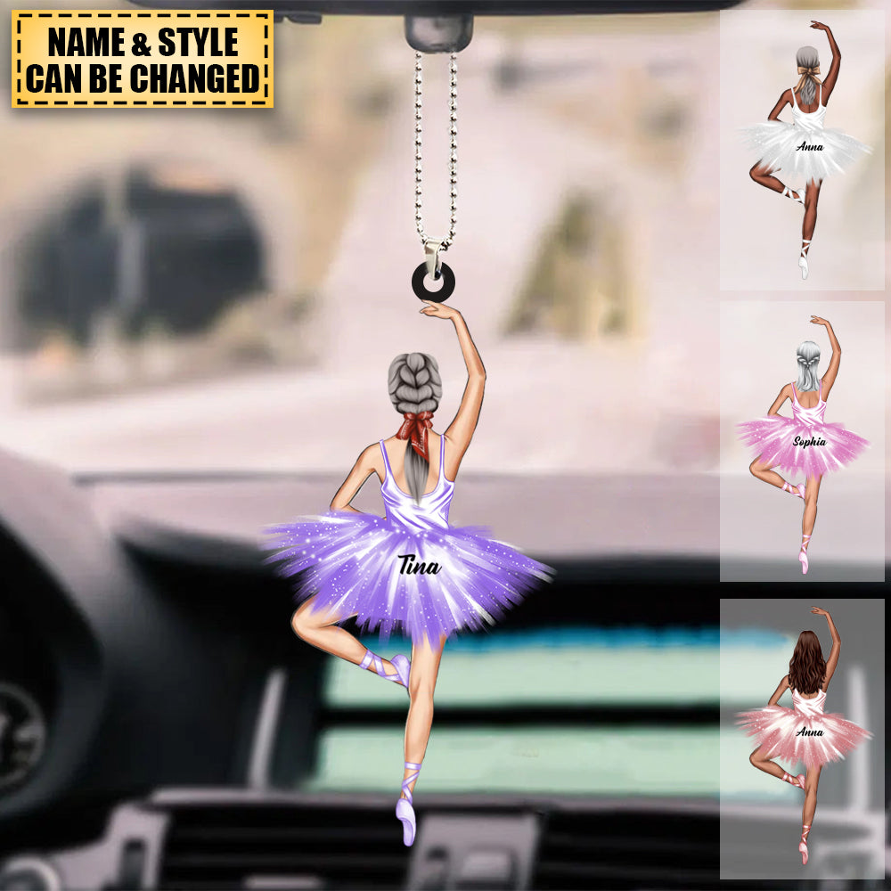 Personalized Ballerina Dolls Car Hanging Ornament - Gift For Ballet Dancing Girl