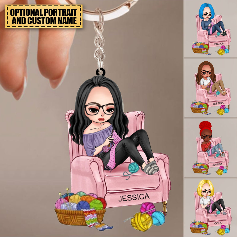 Crochet Knowledge, Crochet Girls Don't Unravel - Personalized  Keychain, Crochet  Keychain - Funny Gift For Crochet Lovers