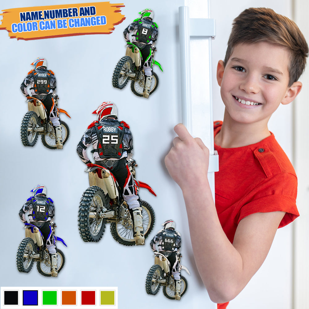Personalized Motocross Racer Fridge Magnet - Gift For Motocross Lovers