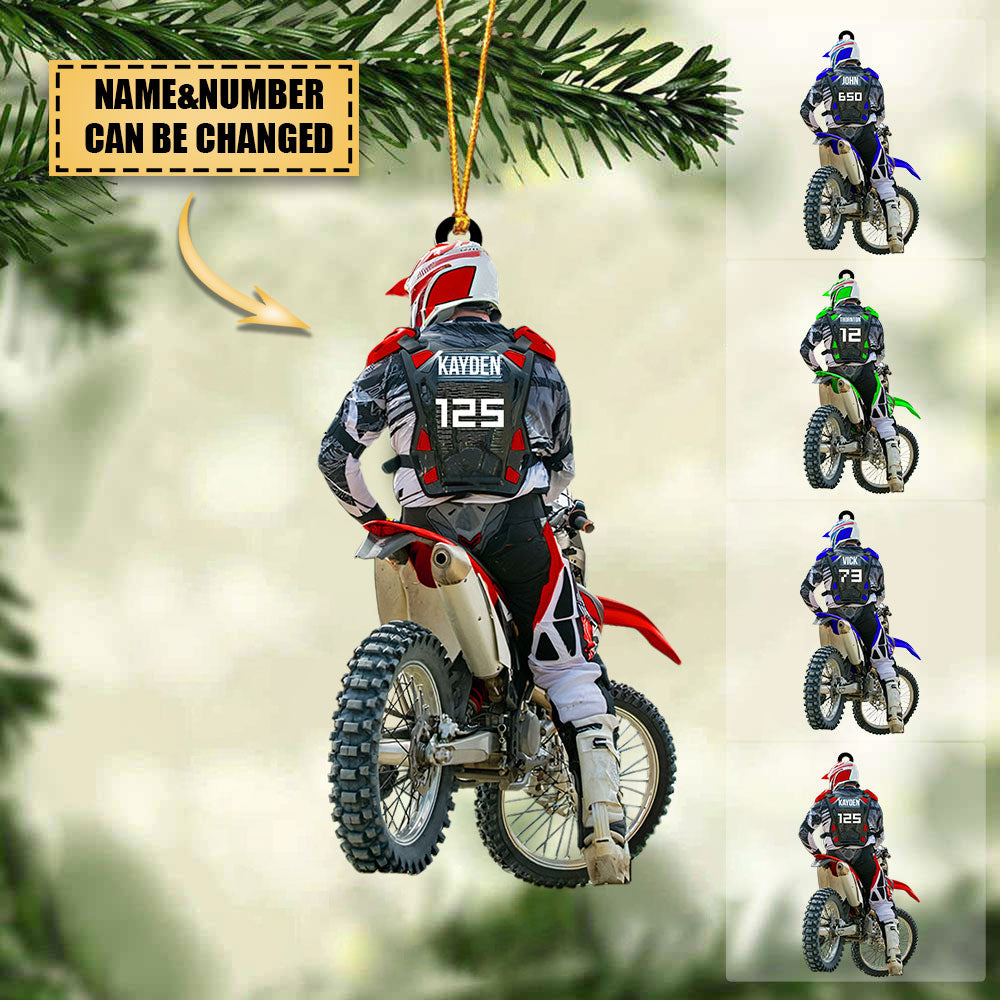 Personalized Motocross Racer Christmas Ornament