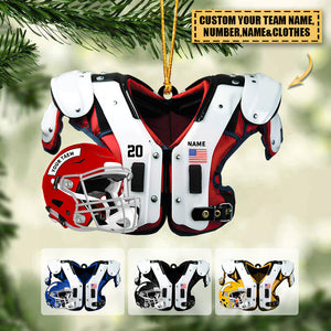 Personalized American Football Shoulder Pads And Helmet Hanging Ornament-Christmas Ornament As Well