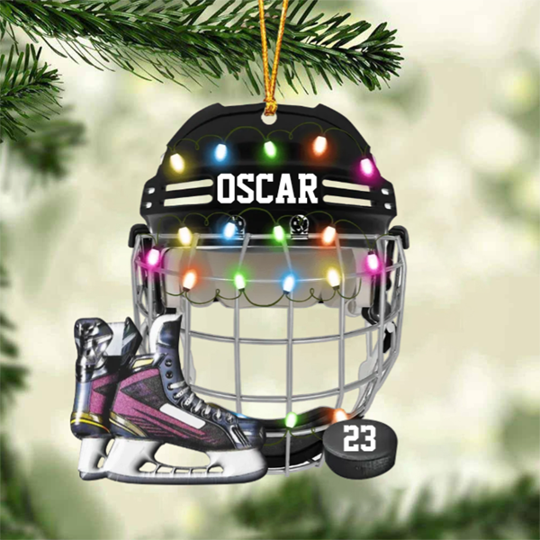 Personalized Ice Hockey Helmet Custom Name Ornament Shaped Ornament