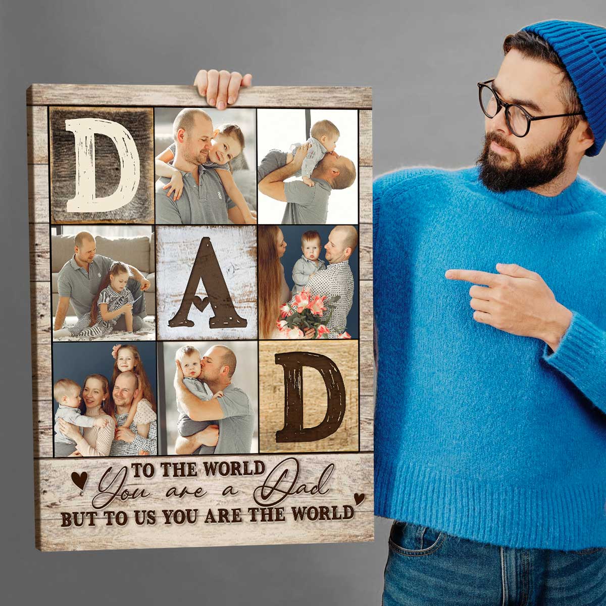 Dad Photo Collage Canvas Poster, Personalized Gifts For Dad, Best Father’s Day Gifts