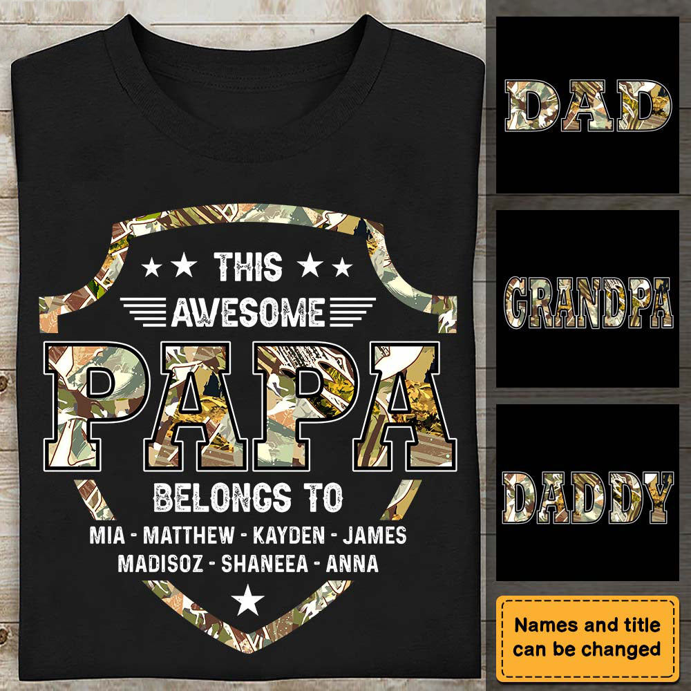 This Awesome Papa/Dad Belongs To Personalized T-Shirt
