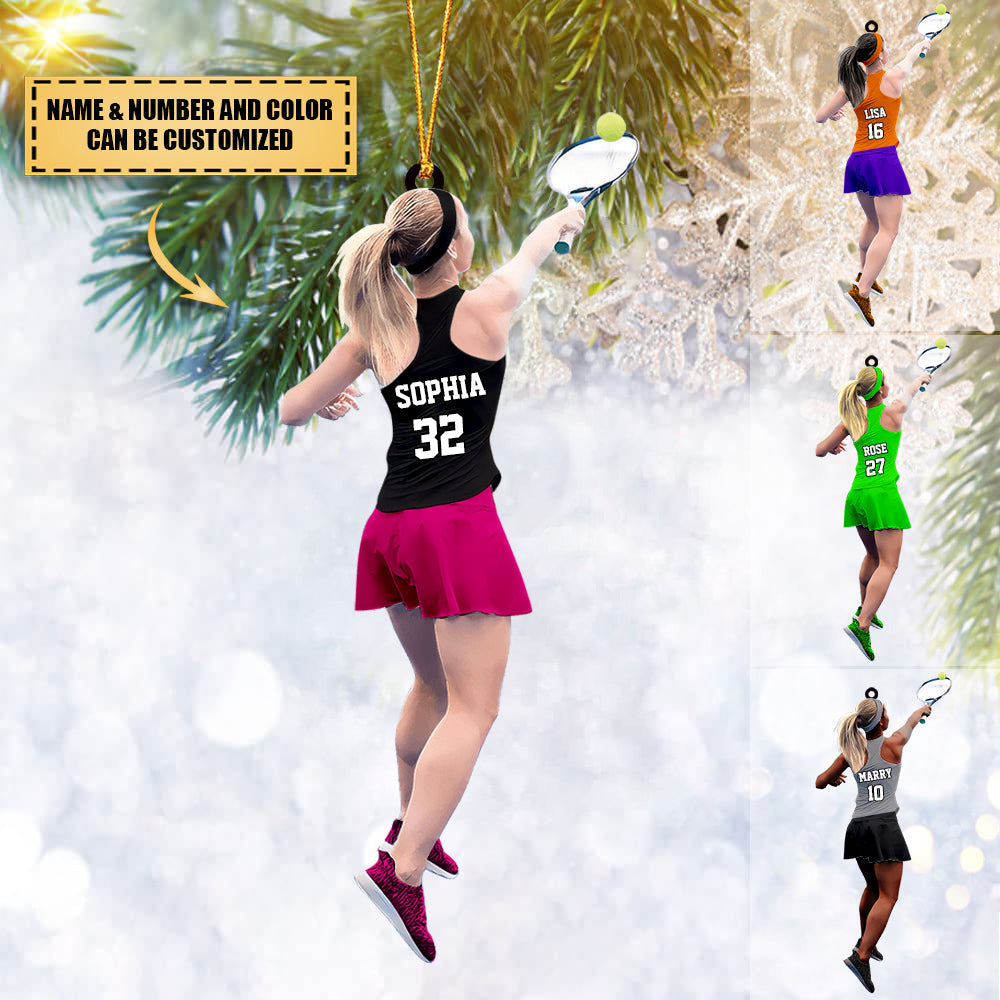 Personalized Girl Tennis Player Acrylic Christmas Ornament-Gift For Tennis Lovers/Players