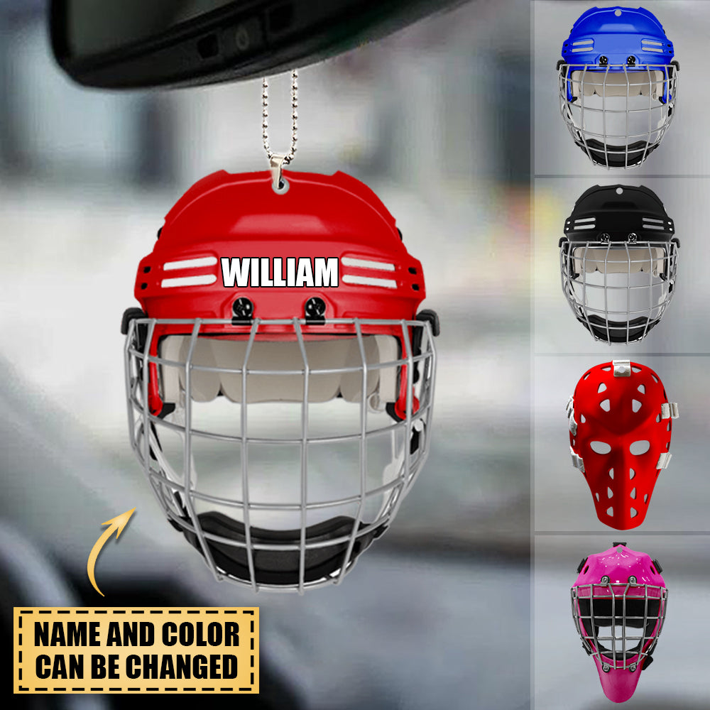 Hockey Helmet - Personalized Car Hanging Ornament- Gift For Hockey Player