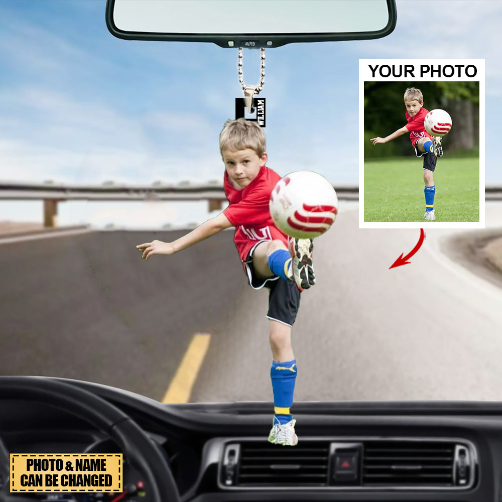 Personalized Acrylic Car Hanging Ornament - Gift For Soccer Lovers- Custom Your Photo