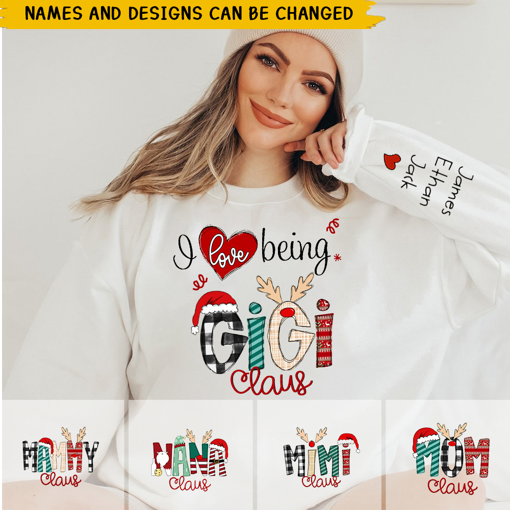 Personalized Christmas-I Love Being Called Grandma/Mom Sweatshirt
