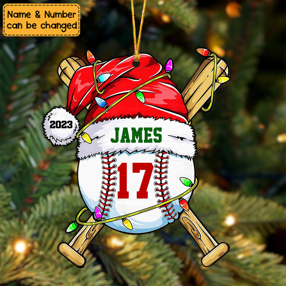Christmas Gift For Grandson Baseball Personalized Acrylic Ornament