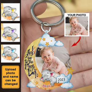Personalized First Mother's Day Elephant Photo Acrylic Keychain