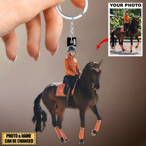 Personalized Keychain - Gift For Horse Lover, Horse Mom, Horse Dad - Custom Your Photo Acrylic Keychain