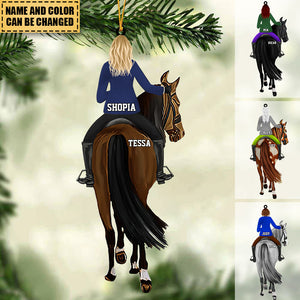 Personalized Girl Riding Horse Christmas Ornament