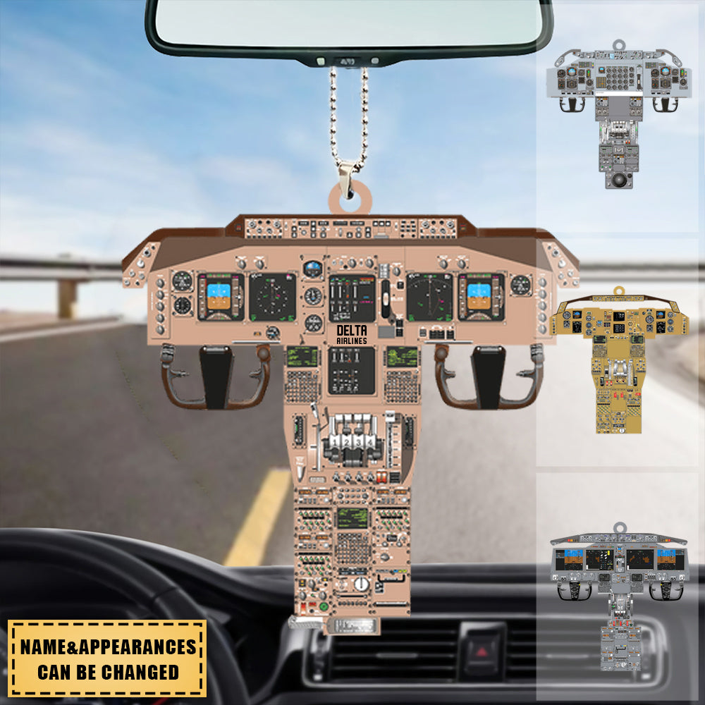 Personalized Airplane Cockpit Acrylic Car Hanging Ornament, Gift For Airplane Lovers