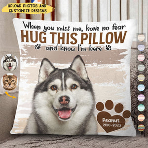 Custom Photo Dog Cat Hug This Pillow - Pet Memorial Gift, Sympathy Gift - Personalized Pillow
