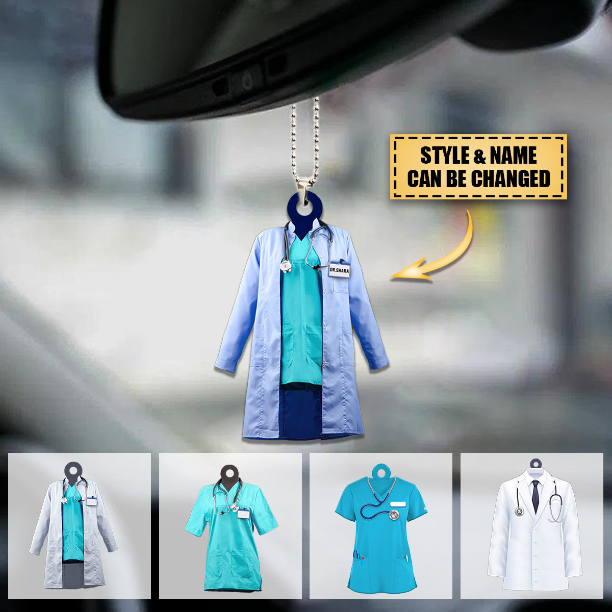 Personalized Doctor Coat Flat Acrylic Car Ornament