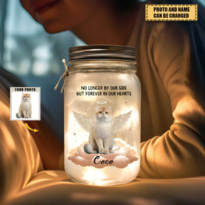 Custom Photo Forever In My Heart - Memorial Personalized Custom Mason Jar Light - Sympathy Gift For Pet Owners, Pet Lovers