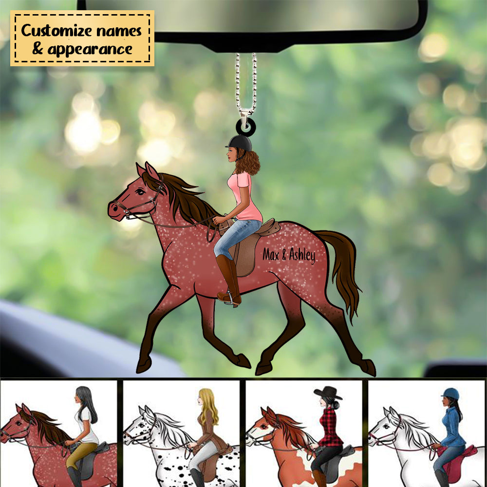 Girl Riding Horse Personalized Acrylic Car Hanging Ornament