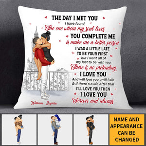 The Day I Met You - Couple Personalized Custom Pillow - Gift For Husband Wife, Anniversary