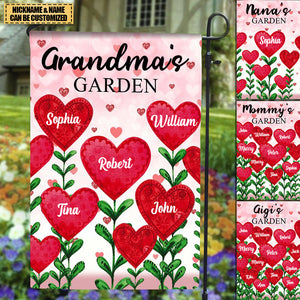 Auntie Mom Grandma's Garden Loads Of Sweet Heart Kids Personalized Flag