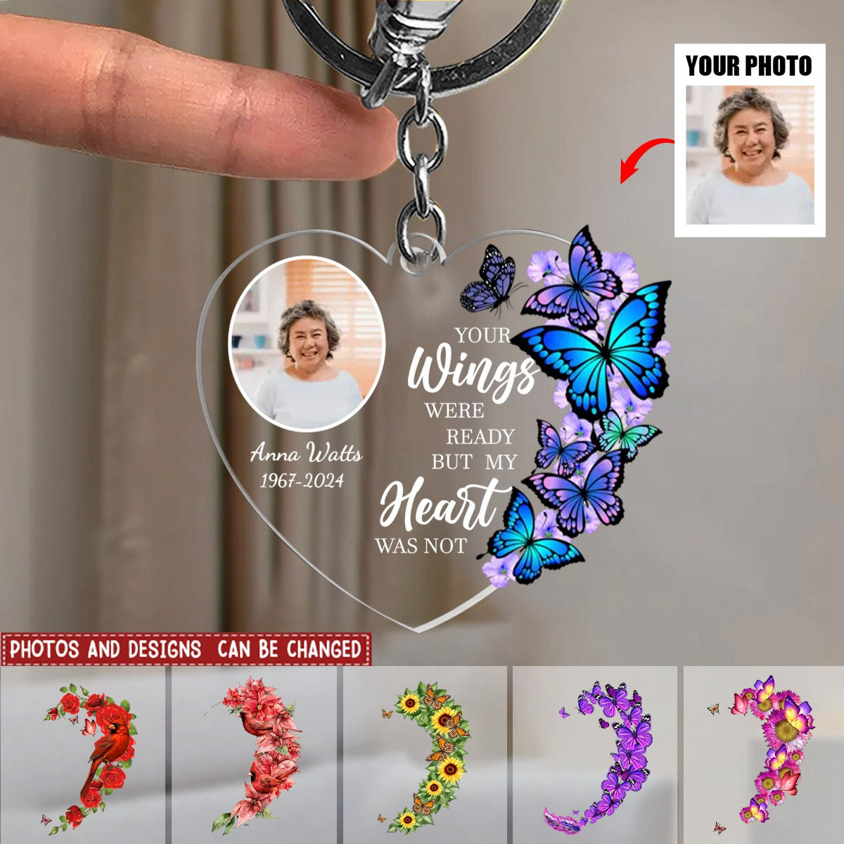 Your Wings Were Ready, But My Heart Was Not - Personalized Acrylic Keychain, Sympathy Gift For Loss of Loved One